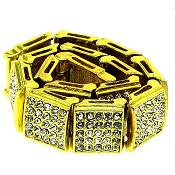 Bracelet homme de luxe "High Roller" - plaqué or 24 carats, strass blanc - "iced out", Hip Hop Bling