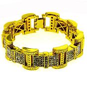 Bracelet homme de luxe "High Roller" - plaqué or 24 carats, strass blanc - "iced out", Hip Hop Bling