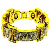 Bracelet homme de luxe - plaqué or 24 carats, pierres serties blanches brillantes - Hip Hop Bling