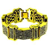 Bracelet homme de luxe - plaqué or 24 carats, pierres serties blanches - Hip Hop Bling